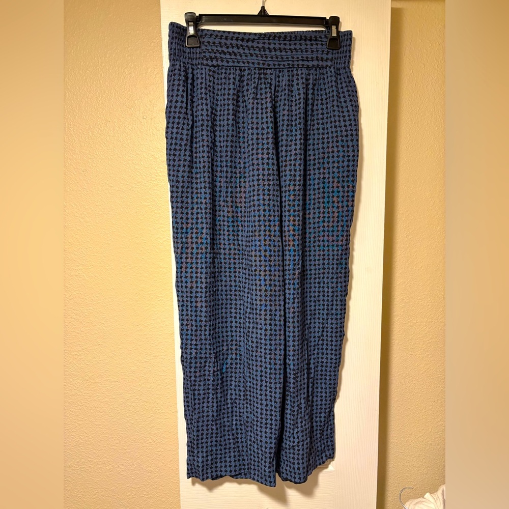 Carole Little black and blue loose houndstooth ankle pants size 10